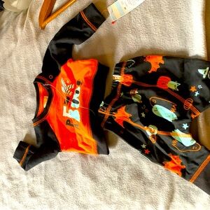 Cat & Jack long sleeve black and orange Halloween outfit- size newborn